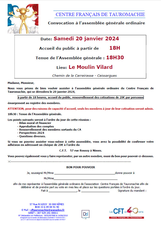 Assemblée Générale du CFT Assemblée Générale du CFT
