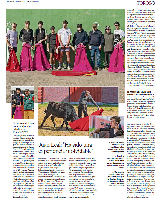 On parle du CFT...même au cœur de l'Espagne taurine !